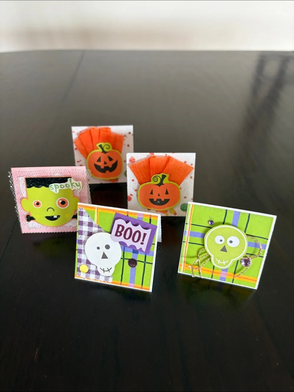 New Handmade Halloween Mini Foldable Surprise Cards - Set of 30, Colorful 2 x 2